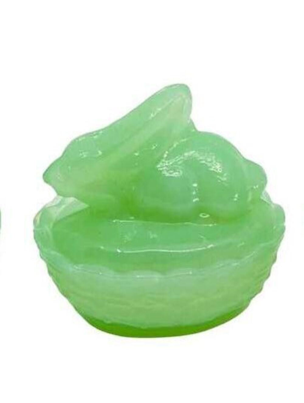 Vintage Jadeite Style Green Glass Bunny Salt Cellar Easter Rabbit